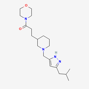 molecular formula C20H34N4O2 B6136923 4-(3-{1-[(5-isobutyl-1H-pyrazol-3-yl)methyl]-3-piperidinyl}propanoyl)morpholine 