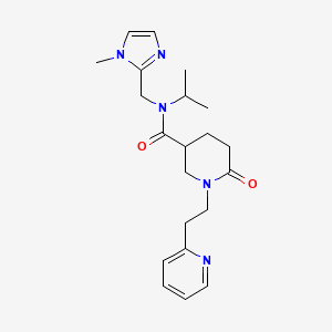 molecular formula C21H29N5O2 B6136982 N-isopropyl-N-[(1-methyl-1H-imidazol-2-yl)methyl]-6-oxo-1-[2-(2-pyridinyl)ethyl]-3-piperidinecarboxamide 
