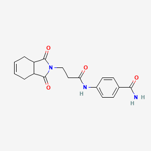 molecular formula C18H19N3O4 B6137014 4-{[3-(1,3-dioxo-1,3,3a,4,7,7a-hexahydro-2H-isoindol-2-yl)propanoyl]amino}benzamide 