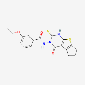 molecular formula C18H17N3O3S2 B6137094 3-ethoxy-N-(2-mercapto-4-oxo-6,7-dihydro-4H-cyclopenta[4,5]thieno[2,3-d]pyrimidin-3(5H)-yl)benzamide 