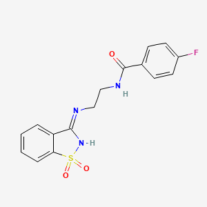 molecular formula C16H14FN3O3S B6137177 N-{2-[(1,1-dioxido-1,2-benzisothiazol-3-yl)amino]ethyl}-4-fluorobenzamide 