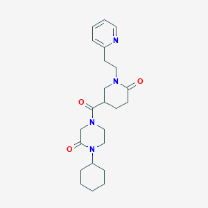 molecular formula C23H32N4O3 B6137183 1-cyclohexyl-4-({6-oxo-1-[2-(2-pyridinyl)ethyl]-3-piperidinyl}carbonyl)-2-piperazinone 