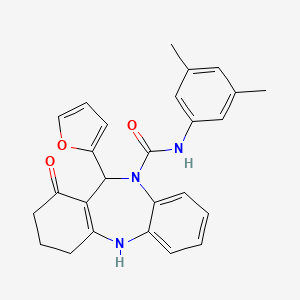 molecular formula C26H25N3O3 B6137193 N-(3,5-dimethylphenyl)-11-(2-furyl)-1-oxo-1,2,3,4,5,11-hexahydro-10H-dibenzo[b,e][1,4]diazepine-10-carboxamide 