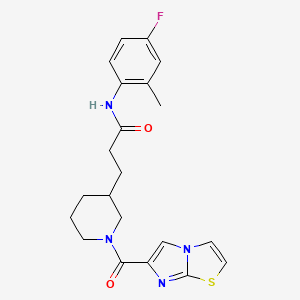 molecular formula C21H23FN4O2S B6137208 N-(4-fluoro-2-methylphenyl)-3-[1-(imidazo[2,1-b][1,3]thiazol-6-ylcarbonyl)-3-piperidinyl]propanamide 