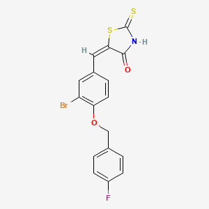 molecular formula C17H11BrFNO2S2 B6137381 5-{3-bromo-4-[(4-fluorobenzyl)oxy]benzylidene}-2-thioxo-1,3-thiazolidin-4-one 