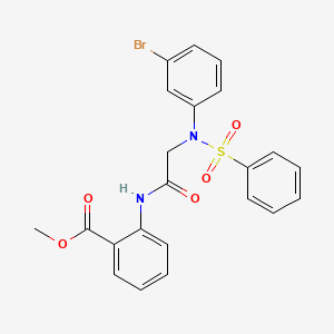 molecular formula C22H19BrN2O5S B6137383 methyl 2-{[N-(3-bromophenyl)-N-(phenylsulfonyl)glycyl]amino}benzoate 