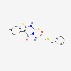 molecular formula C20H21N3O2S3 B6137410 2-(benzylthio)-N-(2-mercapto-7-methyl-4-oxo-5,6,7,8-tetrahydro[1]benzothieno[2,3-d]pyrimidin-3(4H)-yl)acetamide 