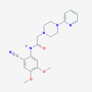 molecular formula C20H23N5O3 B6137432 N-(2-cyano-4,5-dimethoxyphenyl)-2-(4-pyridin-2-ylpiperazin-1-yl)acetamide 