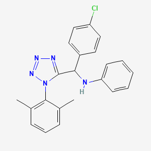 molecular formula C22H20ClN5 B6137433 N-{(4-chlorophenyl)[1-(2,6-dimethylphenyl)-1H-tetrazol-5-yl]methyl}aniline 