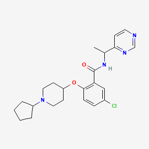molecular formula C23H29ClN4O2 B6137454 5-chloro-2-[(1-cyclopentyl-4-piperidinyl)oxy]-N-[1-(4-pyrimidinyl)ethyl]benzamide 