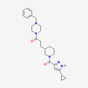 molecular formula C26H35N5O2 B6137485 1-benzyl-4-(3-{1-[(3-cyclopropyl-1H-pyrazol-5-yl)carbonyl]-3-piperidinyl}propanoyl)piperazine 