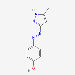 molecular formula C10H10N4O B6137492 4-[(3-methyl-1H-pyrazol-5-yl)diazenyl]phenol 