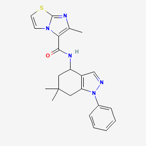 molecular formula C22H23N5OS B6137498 N-(6,6-dimethyl-1-phenyl-4,5,6,7-tetrahydro-1H-indazol-4-yl)-6-methylimidazo[2,1-b][1,3]thiazole-5-carboxamide 