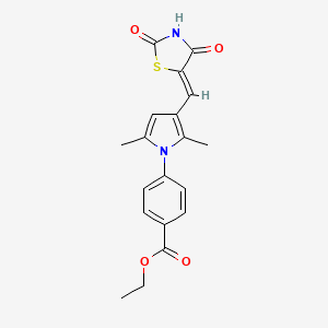 molecular formula C19H18N2O4S B6137503 ethyl 4-{3-[(2,4-dioxo-1,3-thiazolidin-5-ylidene)methyl]-2,5-dimethyl-1H-pyrrol-1-yl}benzoate 