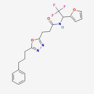 molecular formula C20H20F3N3O3 B6137533 3-[5-(3-phenylpropyl)-1,3,4-oxadiazol-2-yl]-N-[2,2,2-trifluoro-1-(2-furyl)ethyl]propanamide 