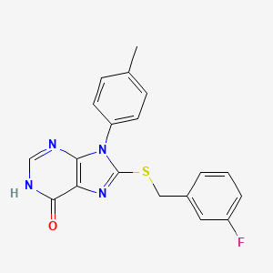 molecular formula C19H15FN4OS B6137568 8-[(3-fluorobenzyl)thio]-9-(4-methylphenyl)-1,9-dihydro-6H-purin-6-one 