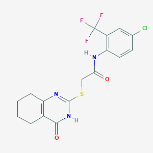 molecular formula C17H15ClF3N3O2S B6137600 N-[4-chloro-2-(trifluoromethyl)phenyl]-2-[(4-oxo-3,4,5,6,7,8-hexahydro-2-quinazolinyl)thio]acetamide 