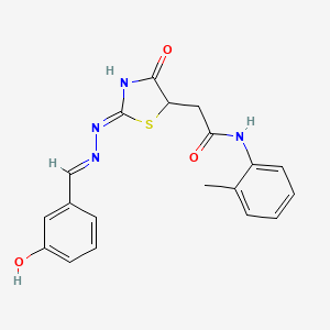 molecular formula C19H18N4O3S B6137634 2-{4-hydroxy-2-[(3-hydroxybenzylidene)hydrazono]-2,5-dihydro-1,3-thiazol-5-yl}-N-(2-methylphenyl)acetamide 
