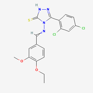 5-(2,4-dichlorophenyl)-4-[(4-ethoxy-3-methoxybenzylidene)amino]-4H-1,2,4-triazole-3-thiol