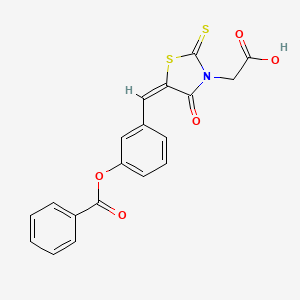 molecular formula C19H13NO5S2 B6137700 {5-[3-(benzoyloxy)benzylidene]-4-oxo-2-thioxo-1,3-thiazolidin-3-yl}acetic acid 