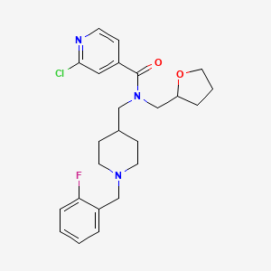 molecular formula C24H29ClFN3O2 B6137738 2-chloro-N-{[1-(2-fluorobenzyl)-4-piperidinyl]methyl}-N-(tetrahydro-2-furanylmethyl)isonicotinamide 
