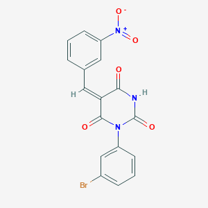 molecular formula C17H10BrN3O5 B6137761 1-(3-bromophenyl)-5-(3-nitrobenzylidene)-2,4,6(1H,3H,5H)-pyrimidinetrione 