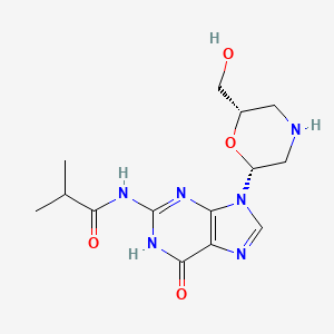 B613782 N-[9-(6-Hydroxymethyl-morpholin-2-yl)-6-oxo-6,9-dihydro-1H-purin-2-yl]-isobutyramide CAS No. 956139-23-4