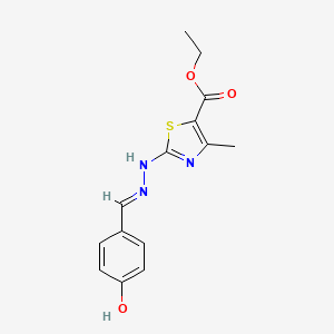 molecular formula C14H15N3O3S B6137842 ethyl 2-[2-(4-hydroxybenzylidene)hydrazino]-4-methyl-1,3-thiazole-5-carboxylate 