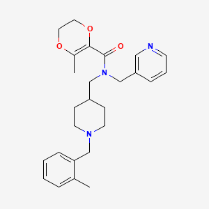 molecular formula C26H33N3O3 B6137909 3-methyl-N-{[1-(2-methylbenzyl)-4-piperidinyl]methyl}-N-(3-pyridinylmethyl)-5,6-dihydro-1,4-dioxine-2-carboxamide 