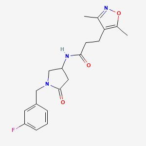 molecular formula C19H22FN3O3 B6137948 3-(3,5-dimethyl-4-isoxazolyl)-N-[1-(3-fluorobenzyl)-5-oxo-3-pyrrolidinyl]propanamide 