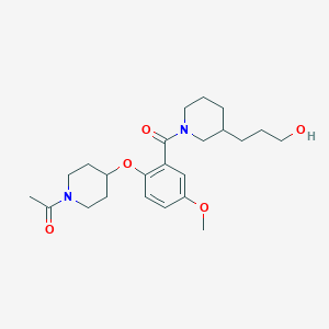 molecular formula C23H34N2O5 B6137957 3-(1-{2-[(1-acetyl-4-piperidinyl)oxy]-5-methoxybenzoyl}-3-piperidinyl)-1-propanol 