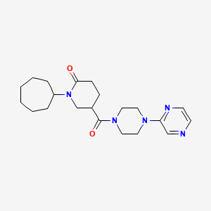 molecular formula C21H31N5O2 B6137958 1-cycloheptyl-5-{[4-(2-pyrazinyl)-1-piperazinyl]carbonyl}-2-piperidinone 