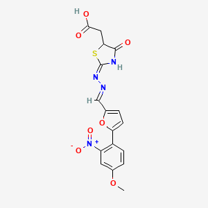 [2-({[5-(4-methoxy-2-nitrophenyl)-2-furyl]methylene}hydrazono)-4-oxo-1,3-thiazolidin-5-yl]acetic acid