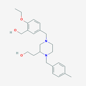 molecular formula C24H34N2O3 B6138004 2-[4-[4-ethoxy-3-(hydroxymethyl)benzyl]-1-(4-methylbenzyl)-2-piperazinyl]ethanol 
