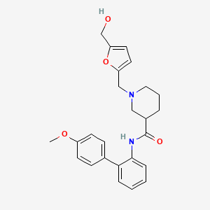 molecular formula C25H28N2O4 B6138061 1-{[5-(hydroxymethyl)-2-furyl]methyl}-N-(4'-methoxy-2-biphenylyl)-3-piperidinecarboxamide 