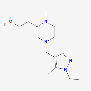 molecular formula C14H26N4O B6138062 2-{4-[(1-ethyl-5-methyl-1H-pyrazol-4-yl)methyl]-1-methyl-2-piperazinyl}ethanol 