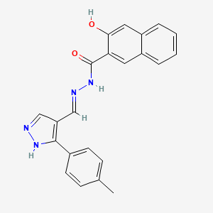 molecular formula C22H18N4O2 B6138076 3-hydroxy-N'-{[3-(4-methylphenyl)-1H-pyrazol-4-yl]methylene}-2-naphthohydrazide 