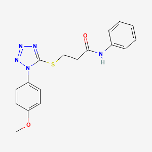 molecular formula C17H17N5O2S B6138094 3-{[1-(4-methoxyphenyl)-1H-tetrazol-5-yl]thio}-N-phenylpropanamide 