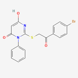 molecular formula C18H13BrN2O3S B6138098 2-{[2-(4-bromophenyl)-2-oxoethyl]thio}-6-hydroxy-3-phenyl-4(3H)-pyrimidinone 