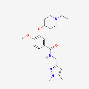 molecular formula C22H32N4O3 B6138105 N-[(1,5-dimethyl-1H-pyrazol-3-yl)methyl]-3-[(1-isopropyl-4-piperidinyl)oxy]-4-methoxybenzamide 
