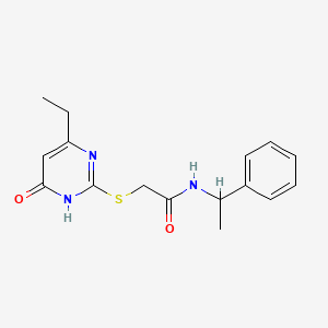 molecular formula C16H19N3O2S B6138136 2-[(4-ethyl-6-oxo-1,6-dihydro-2-pyrimidinyl)thio]-N-(1-phenylethyl)acetamide 