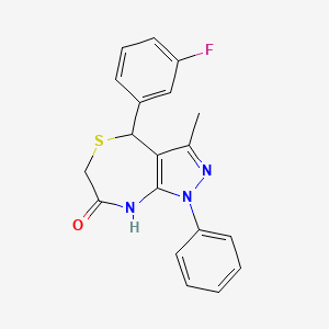 molecular formula C19H16FN3OS B6138161 4-(3-fluorophenyl)-3-methyl-1-phenyl-4,8-dihydro-1H-pyrazolo[3,4-e][1,4]thiazepin-7(6H)-one 