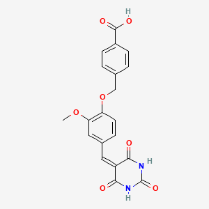 molecular formula C20H16N2O7 B6138190 4-({2-methoxy-4-[(2,4,6-trioxotetrahydro-5(2H)-pyrimidinylidene)methyl]phenoxy}methyl)benzoic acid 