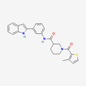 molecular formula C26H25N3O2S B6138203 N-[3-(1H-indol-2-yl)phenyl]-1-[(3-methyl-2-thienyl)carbonyl]-3-piperidinecarboxamide 