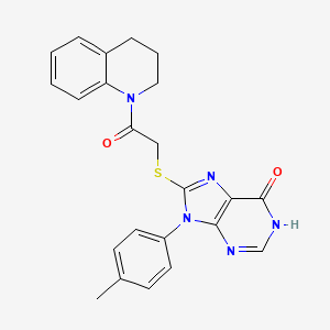 molecular formula C23H21N5O2S B6138210 8-{[2-(3,4-dihydro-1(2H)-quinolinyl)-2-oxoethyl]thio}-9-(4-methylphenyl)-1,9-dihydro-6H-purin-6-one 