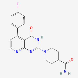 molecular formula C19H18FN5O2 B6138230 1-[5-(4-fluorophenyl)-4-oxo-3,4-dihydropyrido[2,3-d]pyrimidin-2-yl]-4-piperidinecarboxamide 