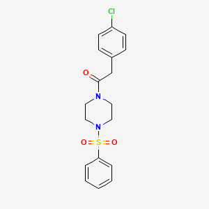 molecular formula C18H19ClN2O3S B6138233 1-[(4-chlorophenyl)acetyl]-4-(phenylsulfonyl)piperazine 