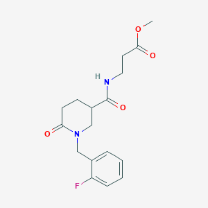 molecular formula C17H21FN2O4 B6138295 methyl N-{[1-(2-fluorobenzyl)-6-oxo-3-piperidinyl]carbonyl}-beta-alaninate 