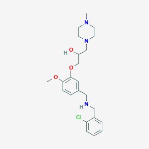 molecular formula C23H32ClN3O3 B6138342 1-(5-{[(2-chlorobenzyl)amino]methyl}-2-methoxyphenoxy)-3-(4-methyl-1-piperazinyl)-2-propanol 