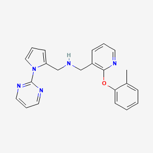molecular formula C22H21N5O B6138347 1-[2-(2-methylphenoxy)-3-pyridinyl]-N-{[1-(2-pyrimidinyl)-1H-pyrrol-2-yl]methyl}methanamine 